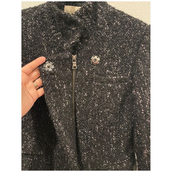 BANANA REPUBLIC Wool Blend Tweed Moto Style Sweater Blazer - Picture 3 of 4
